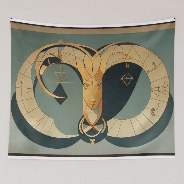 Item preview, A sign for Aries in Art Deco style designed and sold by apprenticebk.