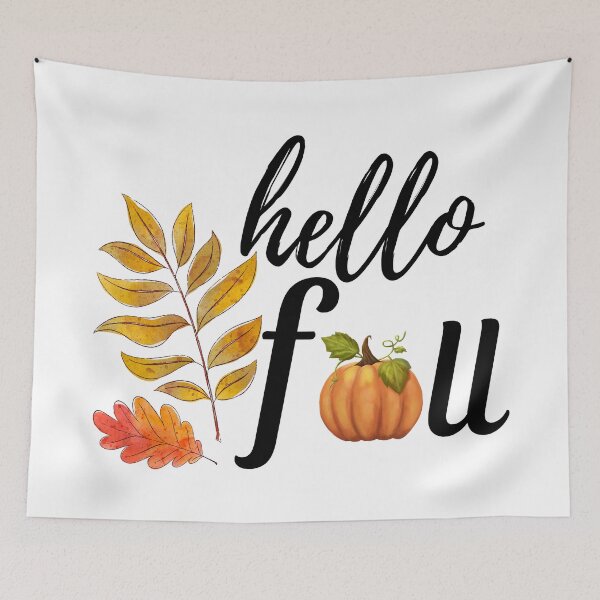 Item preview, Hello Fall - Autumn, Pumpkin, Twig and Leaves designed and sold by MyArt23.