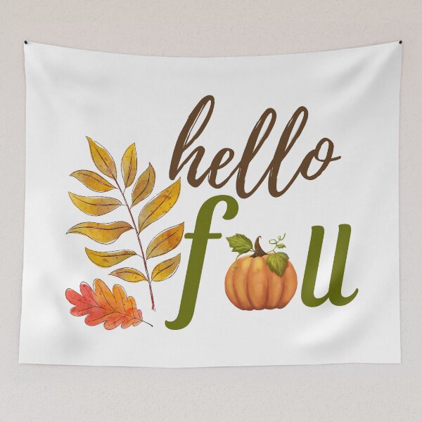 Item preview, Hello Fall - Autumn, Pumpkin, Twig and Leaves designed and sold by MyArt23.