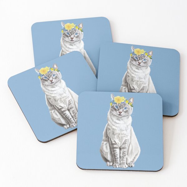 Item preview, Tabby cat with flower crown designed and sold by DrawBotanical.