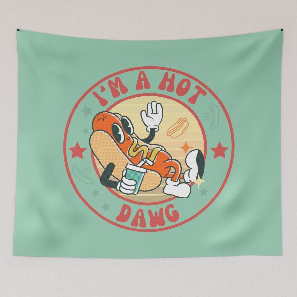 Item preview, I'm a hot dawg - funny retro hotdog pun designed and sold by yoshra.