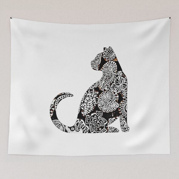 Item preview, Cat in flower pattern, Cat silhouette, collage, Willow Days designed and sold by avit1.