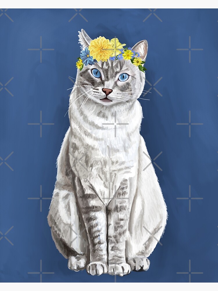 "Tabby cat with flower crown" Poster for Sale by DrawBotanical Redbubble