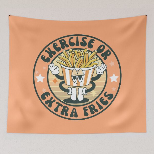 Item preview, Exercise or extra fries? - funny retro French fries pun designed and sold by yoshra.