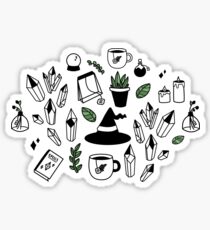Modern Witch - White, Green & Black Sticker