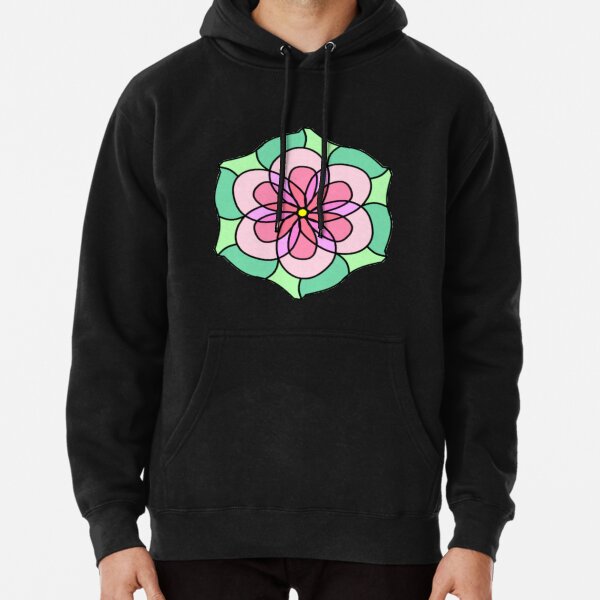 Stained Glass Flowers Pullover Hoodie