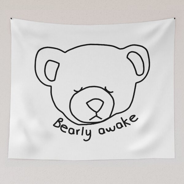 Item preview, Minimal Bear Portrait with Pun Bearly Awake designed and sold by ellenhenry.