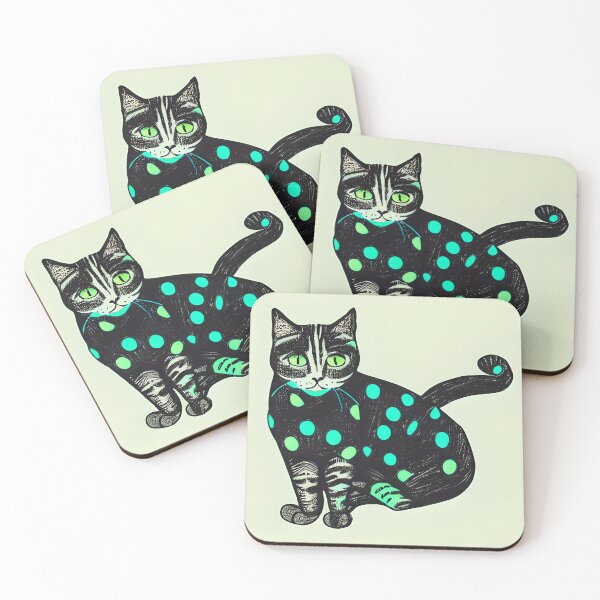 Item preview, Cat wearing green polka dot designed and sold by art-sapambudi.