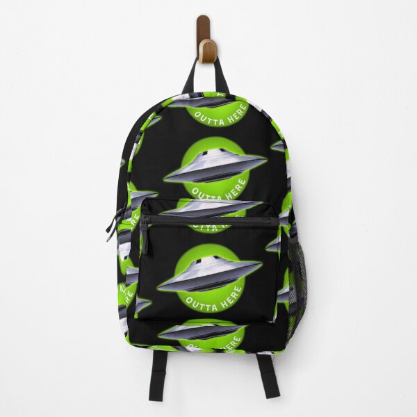 Item preview, Alien UFO: "Outta Here" funny designed and sold by Happy Puppy Print On Demand.