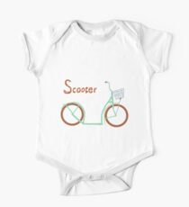 Illustration of vintage vector scooter One Piece - Short Sleeve