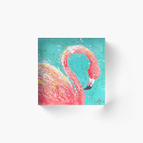 Flamingo haciendo alarde Bloque acrílico