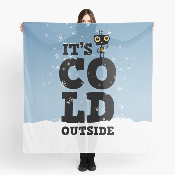 Kleiner Roboter im Winter mit Typografie – It’s cold outside Tuch