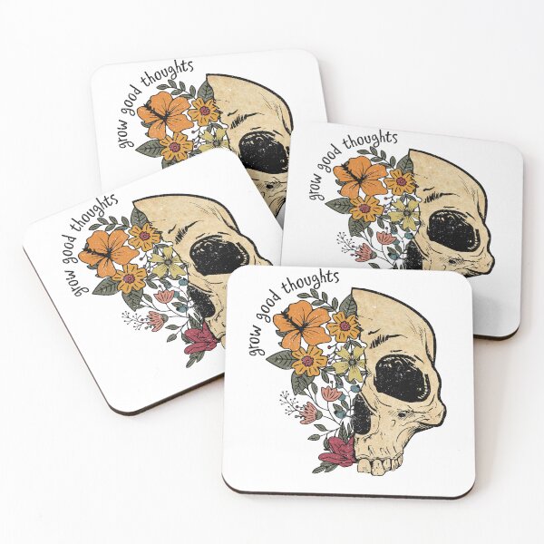 Item preview, MOTIVATIONAL QUOTE "Grow Good Thoughts" COLORFUL FLOWER With Vintage Skullsticker gift for wife gift for gilfriend gift for flower lovers for botanists  designed and sold by GhostAmine.