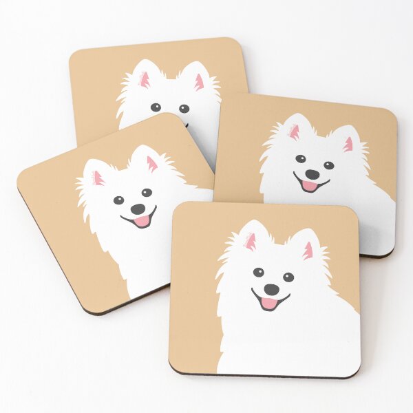 Item preview, Sitting Japanese Spitz Puppy Dog Polka Dots - Gold Beige designed and sold by kamahachi.