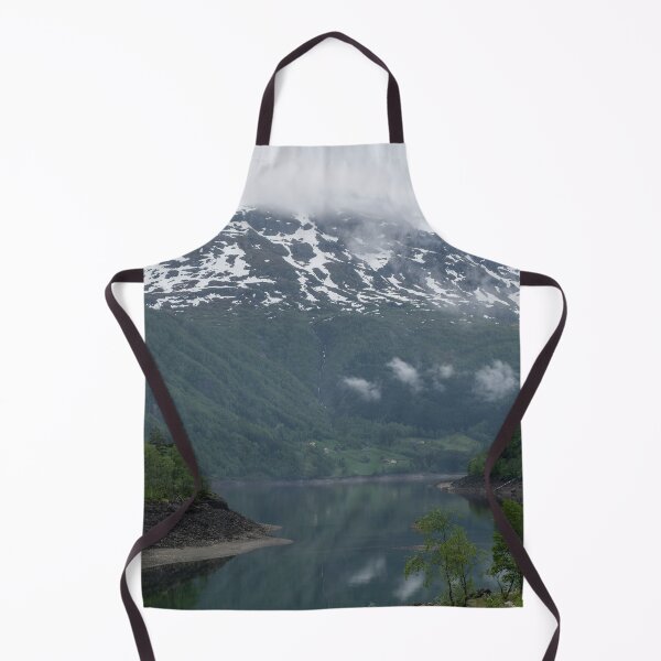 Item preview, Wonderful landscapes in Norway. Vestland. Beautiful scenery of an island in the Roldalsvatnet lake. Snowed mountains and trees on rocks in background. Cloudy day designed and sold by Maurizio Fabbroni.