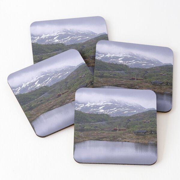 Item preview, Wonderful landscapes in Norway. Vestland. Beautiful scenery of houses with grass roof. Norwegian traditional architecture Mountains, trees and snow in background. Cloudy day designed and sold by Maurizio Fabbroni.
