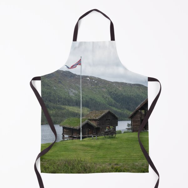 Item preview, Wonderful landscapes in Norway. Vestland. Beautiful scenery of houses with grass roof. Norwegian traditional architecture Mountains, trees and snow in background. Cloudy day designed and sold by Maurizio Fabbroni.