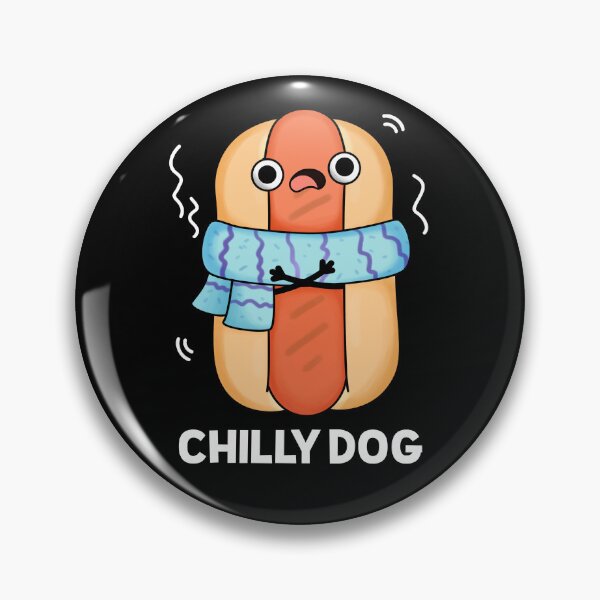 Item preview, Chilly Dog Funny Chili Hot Dog Puns (Dark BG) designed and sold by punnybone.
