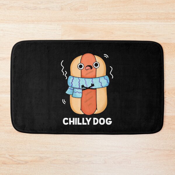 Item preview, Chilly Dog Funny Chili Hot Dog Puns (Dark BG) designed and sold by punnybone.