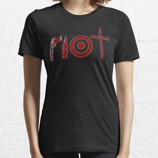 RIOT weapons - maroon print with white border Essential T-Shirt