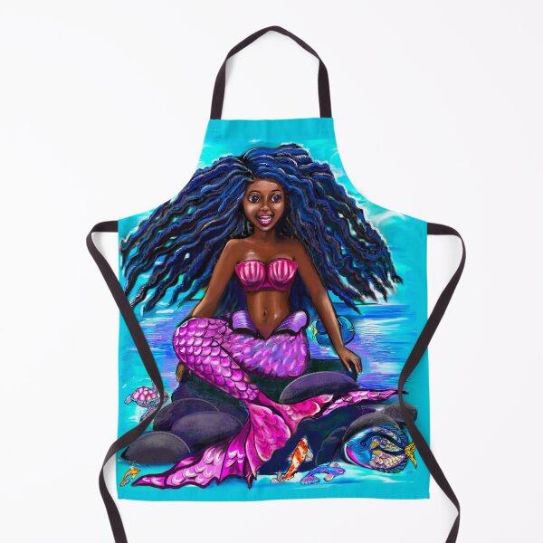 Item preview, Black mermaid with flowing locks singing , brown eyes Afro hair and caramel brown skin designed and sold by Artonmytee.