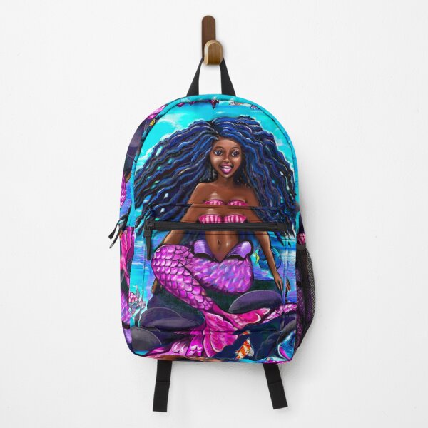 Item preview, Black mermaid with flowing locks singing , brown eyes Afro hair and caramel brown skin designed and sold by Artonmytee.