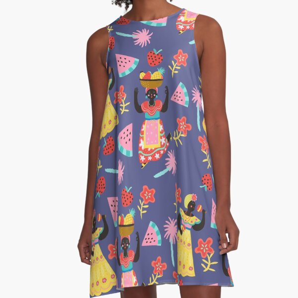 Cuban Dancing Girls Pattern A-Line Dress