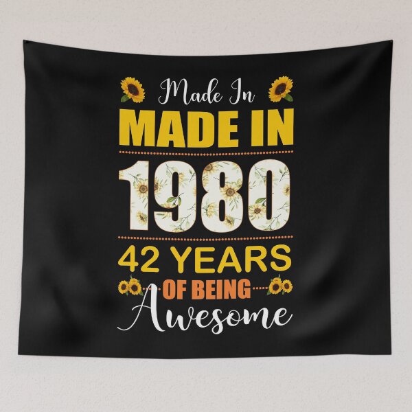 Item preview, Made In 1980 With 42 Years Of Being Awesome Flower designed and sold by leshiarivers.
