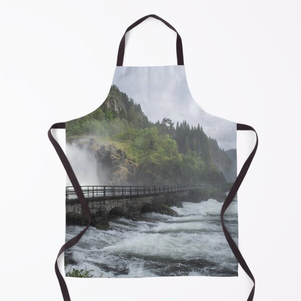 Item preview, Wonderful landscapes in Norway. Vestland. Beautiful scenery of Latefossen waterfall under the Lotevatnet lake on the Hardanger scenic route. Mountains, trees in background. Cloudy day designed and sold by Maurizio Fabbroni.