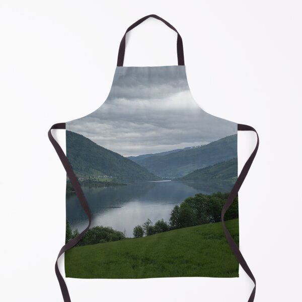 Item preview, Wonderful landscapes in Norway. Vestland. Beautiful scenery of Vangsvatnet lake from the village of Bulken. Mountains, trees in background. Rainy day designed and sold by Maurizio Fabbroni.