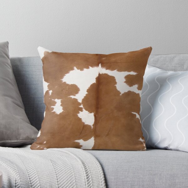 Cowhide tan and white | Texture Throw Pillow