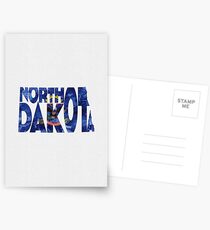 North Dakota Typographic Map Flag Postcards