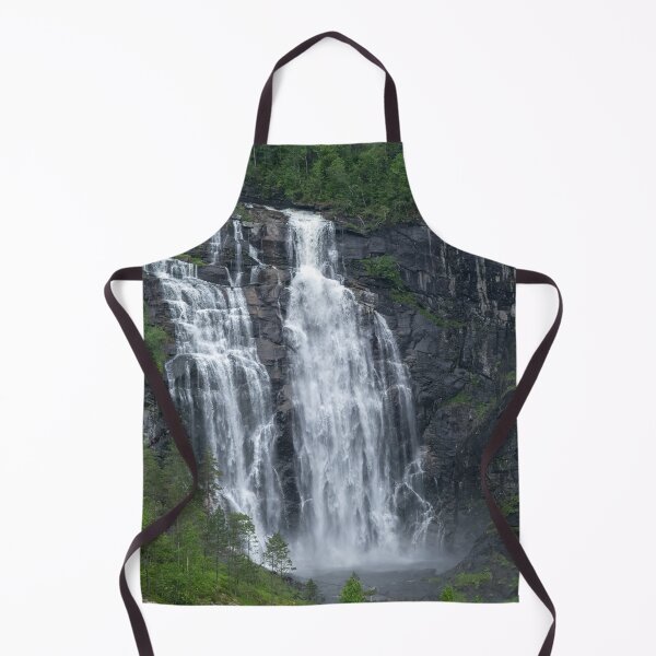 Item preview, Wonderful landscapes in Norway. Hordaland. Beautiful scenery of Skjervsfossen waterfall from the Storelvi river on the Hardanger scenic route. Mountains, trees in background. Rainy day designed and sold by Maurizio Fabbroni.