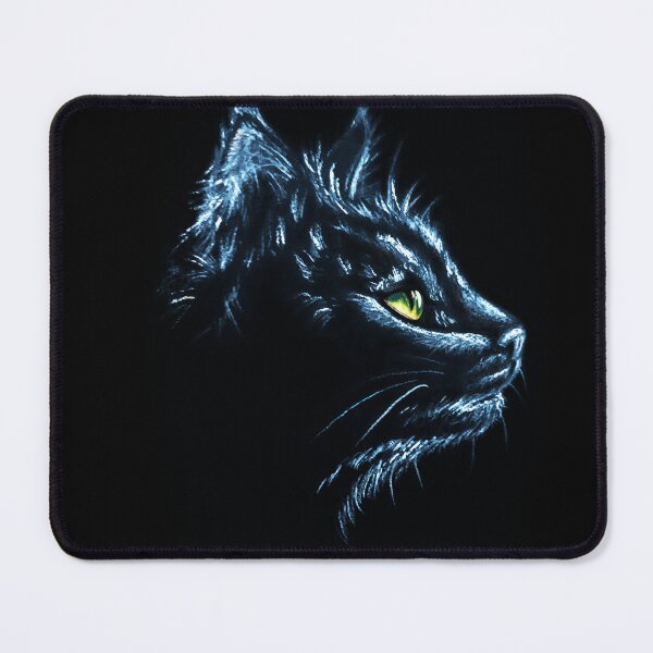 Item preview, Black Cat Portrait White Charcoal Art designed and sold by BluedarkArt.