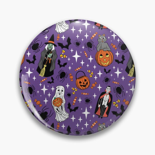 Item preview, Vintage Purple Halloween Blow Mold Vampire, Witch, Ghost, Cat and Trick or Treat Pail Pumpkin designed and sold by emilyretro.