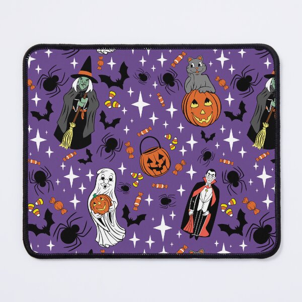Item preview, Vintage Purple Halloween Blow Mold Vampire, Witch, Ghost, Cat and Trick or Treat Pail Pumpkin designed and sold by emilyretro.