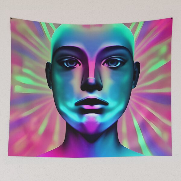 Item preview, Recall Rave Art 1: Astral Cosmic AI Illustration - Humanoid Face designed and sold by Recall-Design.