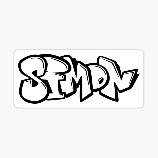 simon-graffiti-name-design-sticker-for-sale-by-namethatshirt