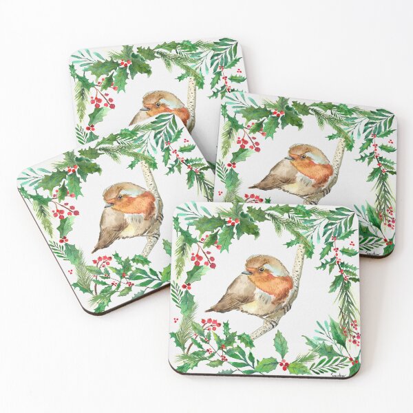 Item preview, Robin with holly designed and sold by SandraArtStudio.