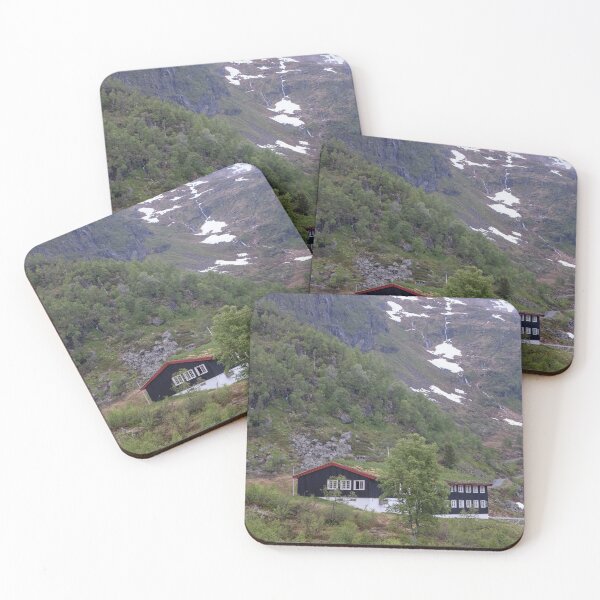 Item preview, Wonderful landscapes in Norway. Vestland. Beautiful scenery of houses with grass roof. Norwegian traditional architecture Mountains, trees and snow in background. Cloudy day (vertical) designed and sold by Maurizio Fabbroni.