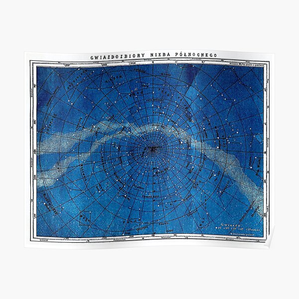 ASTRONOMY NORTHERN CONSTELLATIONS; Vintage Map Print Poster