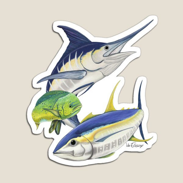 Blue Marlin Fish Magnet - 5.5 Inch Refrigerator & Car Decal