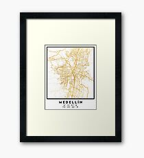 MEDELLÍN COLOMBIA CITY STREET MAP ART Framed Print