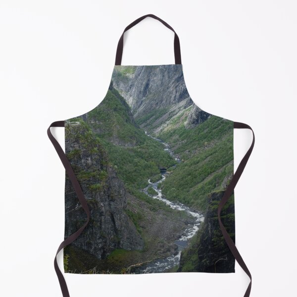 Item preview, Wonderful landscapes in Norway. Vestland. Beautiful scenery of Voringfossen waterfall in the Mabodalen valley on the Hardanger scenic route. Mountains, trees in background. Cloudy day (vertical) designed and sold by Maurizio Fabbroni.