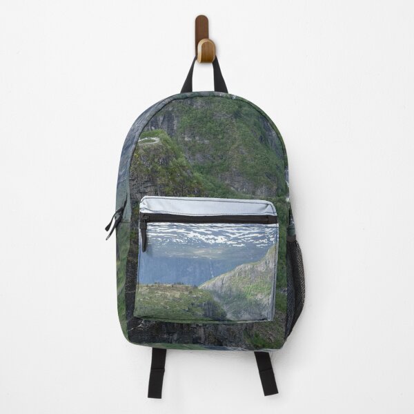 Item preview, Wonderful landscapes in Norway. Vestland. Beautiful scenery of Voringfossen waterfall in the Mabodalen valley on the Hardanger scenic route. Mountains, trees in background. Cloudy day (vertical) designed and sold by Maurizio Fabbroni.