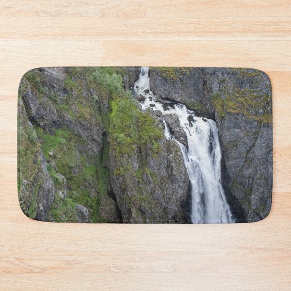 Item preview, Wonderful landscapes in Norway. Vestland. Beautiful scenery of Voringfossen waterfall in the Mabodalen valley on the Hardanger scenic route. Mountains, trees in background. Cloudy day (vertical) designed and sold by Maurizio Fabbroni.