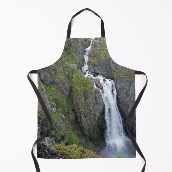 Item preview, Wonderful landscapes in Norway. Vestland. Beautiful scenery of Voringfossen waterfall in the Mabodalen valley on the Hardanger scenic route. Mountains, trees in background. Cloudy day (vertical) designed and sold by Maurizio Fabbroni.