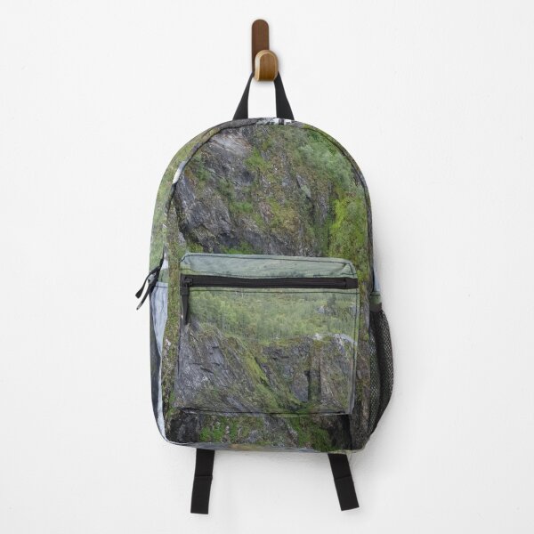 Item preview, Wonderful landscapes in Norway. Vestland. Beautiful scenery of Voringfossen waterfall in the Mabodalen valley on the Hardanger scenic route. Mountains, trees in background. Cloudy day (vertical) designed and sold by Maurizio Fabbroni.