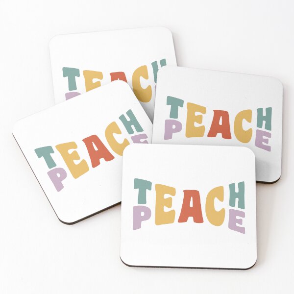 Item preview, Teach Peace Retro Teacher Motivational Education Message designed and sold by InkyJack.