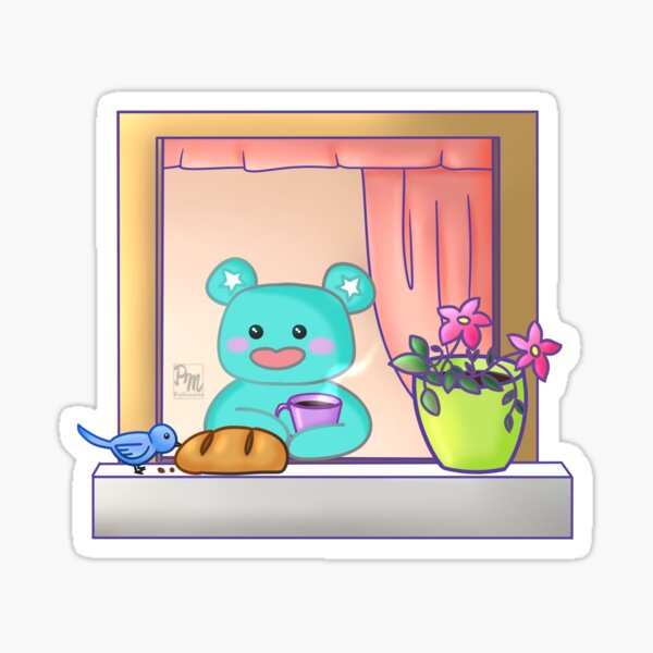 Star bear with little friend Sticker